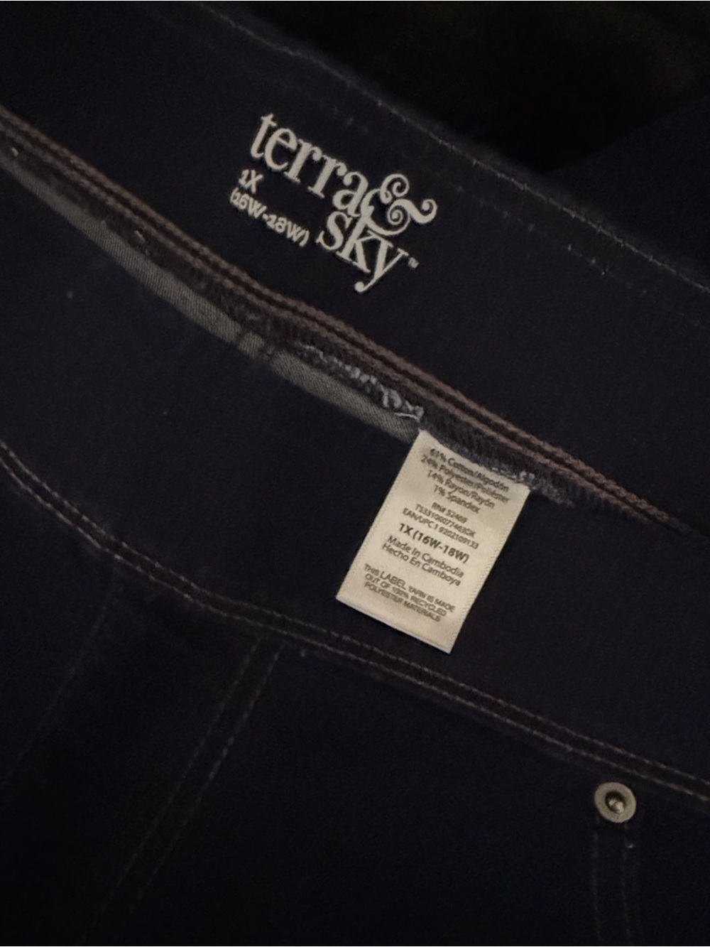 Terra & Sky 18W Short Dark Navy Blue Stretch Jeggings / Skinny Jeans 1X - Picture 3 of 5